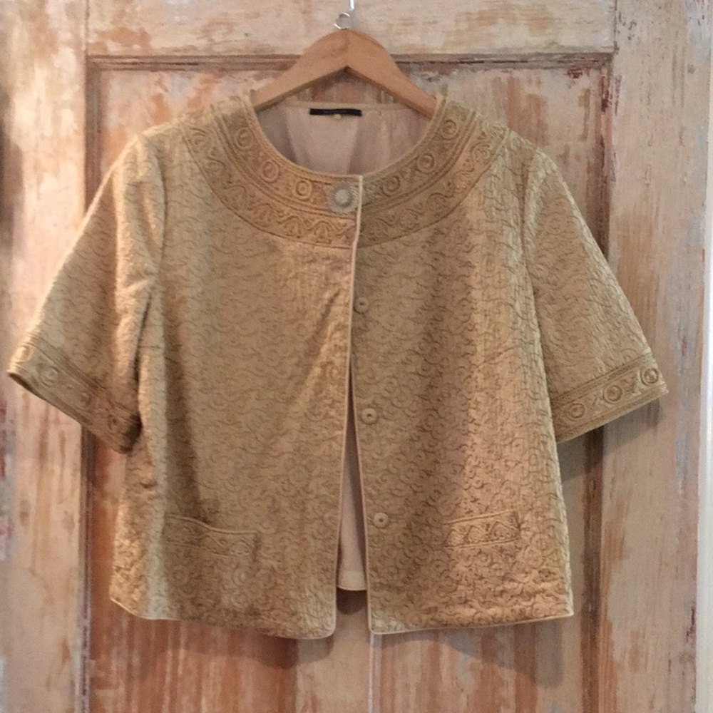 Tahari Embroidered Boxy Cropped Jacket